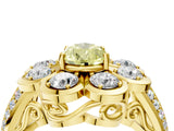 Yellow gold Fancy Yellow Pear  Brilliant Flower Halo Diamond Split Shank Ring_25