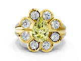 Yellow gold Fancy Yellow Pear  Brilliant Flower Halo Diamond Split Shank Ring_32