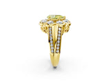 Yellow gold Fancy Yellow Pear  Brilliant Flower Halo Diamond Split Shank Ring_34