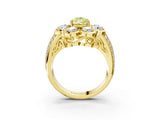 Yellow gold Fancy Yellow Pear  Brilliant Flower Halo Diamond Split Shank Ring_35