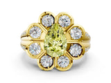 Yellow gold Fancy Yellow Pear  Brilliant Flower Halo Diamond Split Shank Ring_44