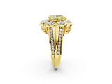 Yellow gold Fancy Yellow Pear  Brilliant Flower Halo Diamond Split Shank Ring_46