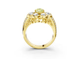 Yellow gold Fancy Yellow Pear  Brilliant Flower Halo Diamond Split Shank Ring_47