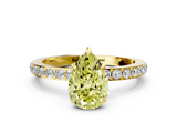 Yellow gold Fancy Yellow Pear  Brilliant Pavé Band Solitaire with Four-Prong Setting_41