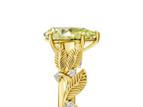 Yellow gold Fancy Yellow Pear  Brilliant Solitaire with Leaf Motif Band and Four-Prong Setting_67
