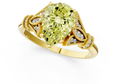 Yellow gold Fancy Yellow Pear  Brilliant Solitaire with Pave Band and Four-Prong Setting_21