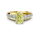 Yellow gold Fancy Yellow Pear  Brilliant Solitaire with Side Stones on a Pave Band and Four-Prong Setting_24