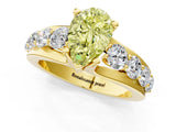 Yellow gold Fancy Yellow Pear  Brilliant Solitaire with Side Stones on a Pave Band and Four-Prong Setting_25