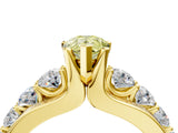Yellow gold Fancy Yellow Pear  Brilliant Solitaire with Side Stones on a Pave Band and Four-Prong Setting_28