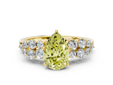 Yellow gold Fancy Yellow Pear  Cluster Diamond Engagement Ring with Pavé Band and Four-Prong Setting_66