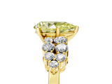 Yellow gold Fancy Yellow Pear  Cluster Diamond Engagement Ring with Pavé Band and Four-Prong Setting_71