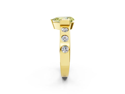 Yellow gold Fancy Yellow Pear Cut Brilliant Channel-Set Diamond Ring with Bezel Prong Setting_2
