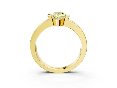 Yellow gold Fancy Yellow Pear Cut Brilliant Channel-Set Diamond Ring with Bezel Prong Setting_3