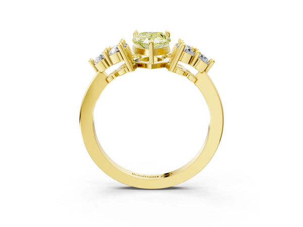 Yellow Gold Pear-Shaped Cluster Side Stone Engagement Ring Setting for Fancy Yellow Center