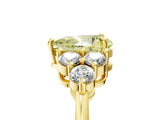 Yellow gold Fancy Yellow Pear Cut Brilliant Diamond Cluster Accent Solitaire Ring with Prong Setting_5