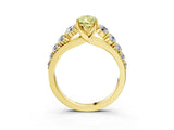 Yellow gold Fancy Yellow Pear Cut Brilliant Diamond Pavé Band with Six-Prong Setting_15
