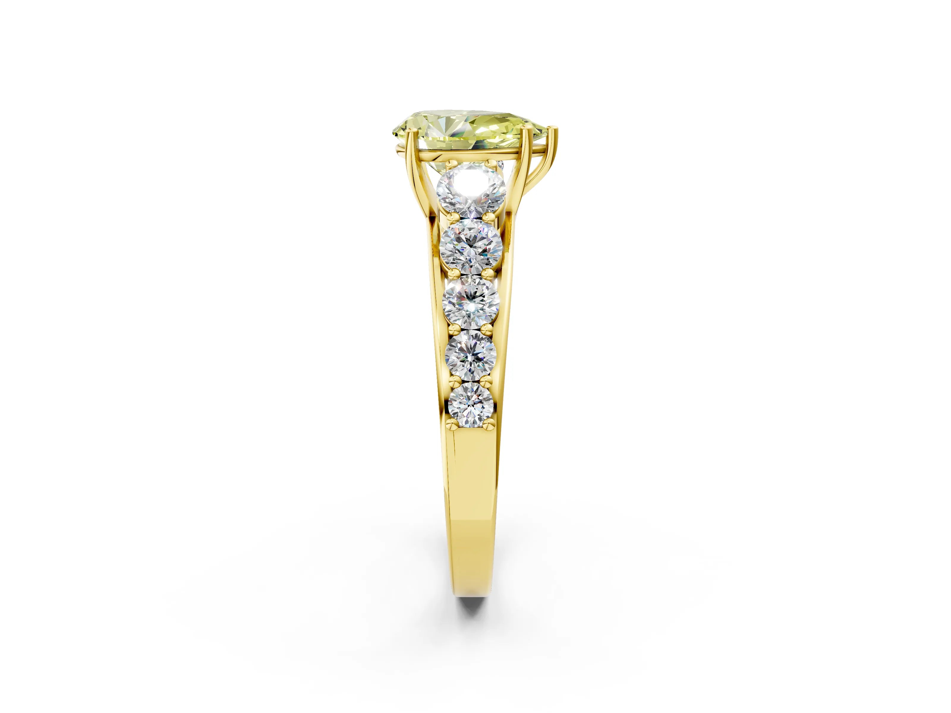 Yellow gold Fancy Yellow Pear Cut Brilliant Diamond Pavé Band with Six-Prong Setting_2