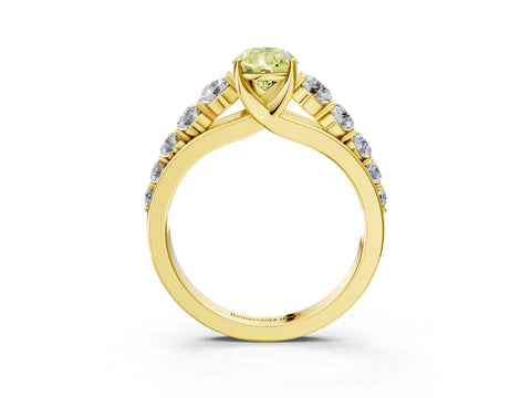 Yellow gold Fancy Yellow Pear Cut Brilliant Diamond Pavé Band with Six-Prong Setting_3
