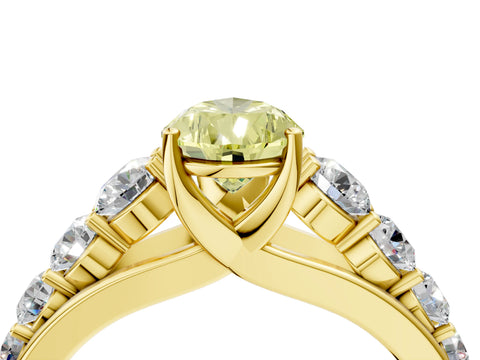 Yellow gold Fancy Yellow Pear Cut Brilliant Diamond Pavé Band with Six-Prong Setting_4