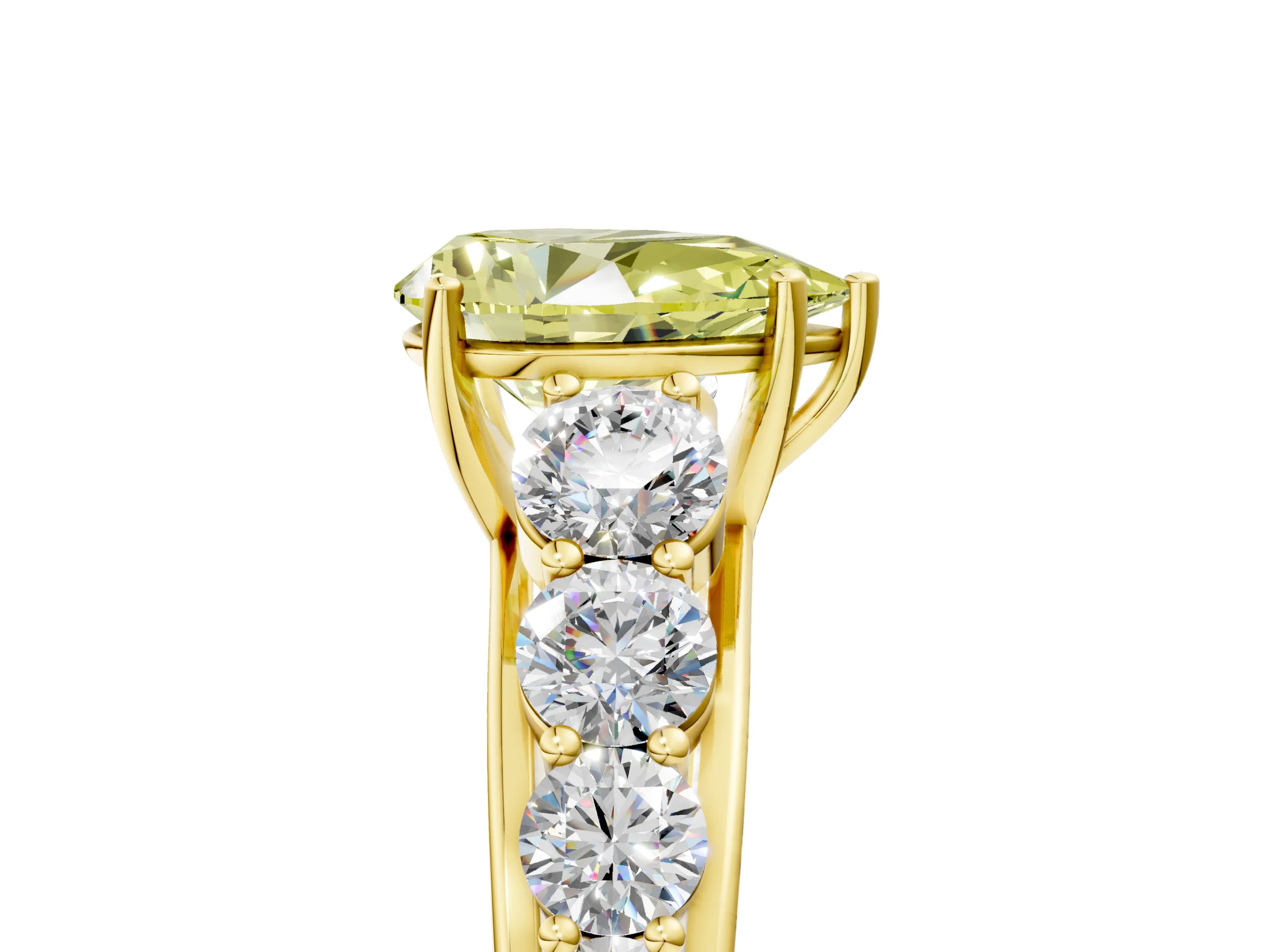 Yellow gold Fancy Yellow Pear Cut Brilliant Diamond Pavé Band with Six-Prong Setting_5