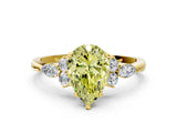 Yellow gold Fancy Yellow Pear Cut Brilliant Diamond Solitaire Ring with Pear Side Stones and Four-Prong Setting_3