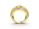 Yellow gold Fancy Yellow Pear Cut Brilliant Halo Pave Diamond Milgrain Ring_3