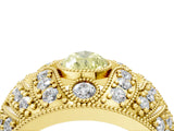 Yellow gold Fancy Yellow Pear Cut Brilliant Halo Pave Diamond Milgrain Ring_4