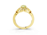 Yellow gold Fancy Yellow Pear Cut Brilliant Milgrain Pave Heart Band Solitaire Ring_3