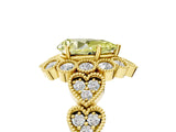 Yellow gold Fancy Yellow Pear Cut Brilliant Milgrain Pave Heart Band Solitaire Ring_5