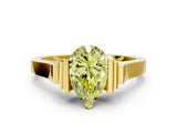 Yellow gold Fancy Yellow Pear Cut Brilliant Solitaire Diamond Ring with Channel Set Band and Bar Prong Setting_12