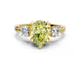 Yellow gold Fancy Yellow Pear Cut Brilliant Three-Stone Diamond Ring with Pavé Band and Four-Prong Setting_3
