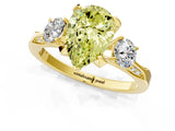 Yellow gold Fancy Yellow Pear Cut Brilliant Three-Stone Diamond Ring with Pavé Band and Four-Prong Setting_4