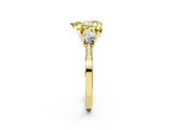 Yellow gold Fancy Yellow Pear Cut Brilliant Three-Stone Diamond Ring with Pavé Band and Four-Prong Setting_5