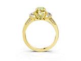 Yellow gold Fancy Yellow Pear Cut Brilliant Three-Stone Diamond Ring with Pavé Band and Four-Prong Setting_6