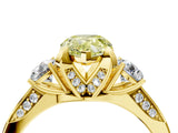 Yellow gold Fancy Yellow Pear Cut Brilliant Three-Stone Diamond Ring with Pavé Band and Four-Prong Setting_7