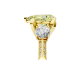 Yellow gold Fancy Yellow Pear Cut Brilliant Three-Stone Diamond Ring with Pavé Band and Four-Prong Setting_8