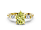 Yellow gold Fancy Yellow Pear Cut Brilliant Three-Stone Pave Band with Four-Prong Setting