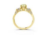 Yellow gold Fancy Yellow Pear Cut Brilliant Three-Stone Pave Band with Four-Prong Setting_3