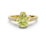 Yellow gold Fancy Yellow Pear  Cut Cathedral Pave Diamond Engagement Ring with Six-Prong Setting_55
