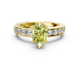 Yellow gold Fancy Yellow Pear  Cut Channel Set Diamond Engagement Ring with Four-Prong Setting_239