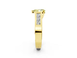 Yellow gold Fancy Yellow Pear Cut Cut Channel Set Solitaire Ring with Four-Prong Setting_2