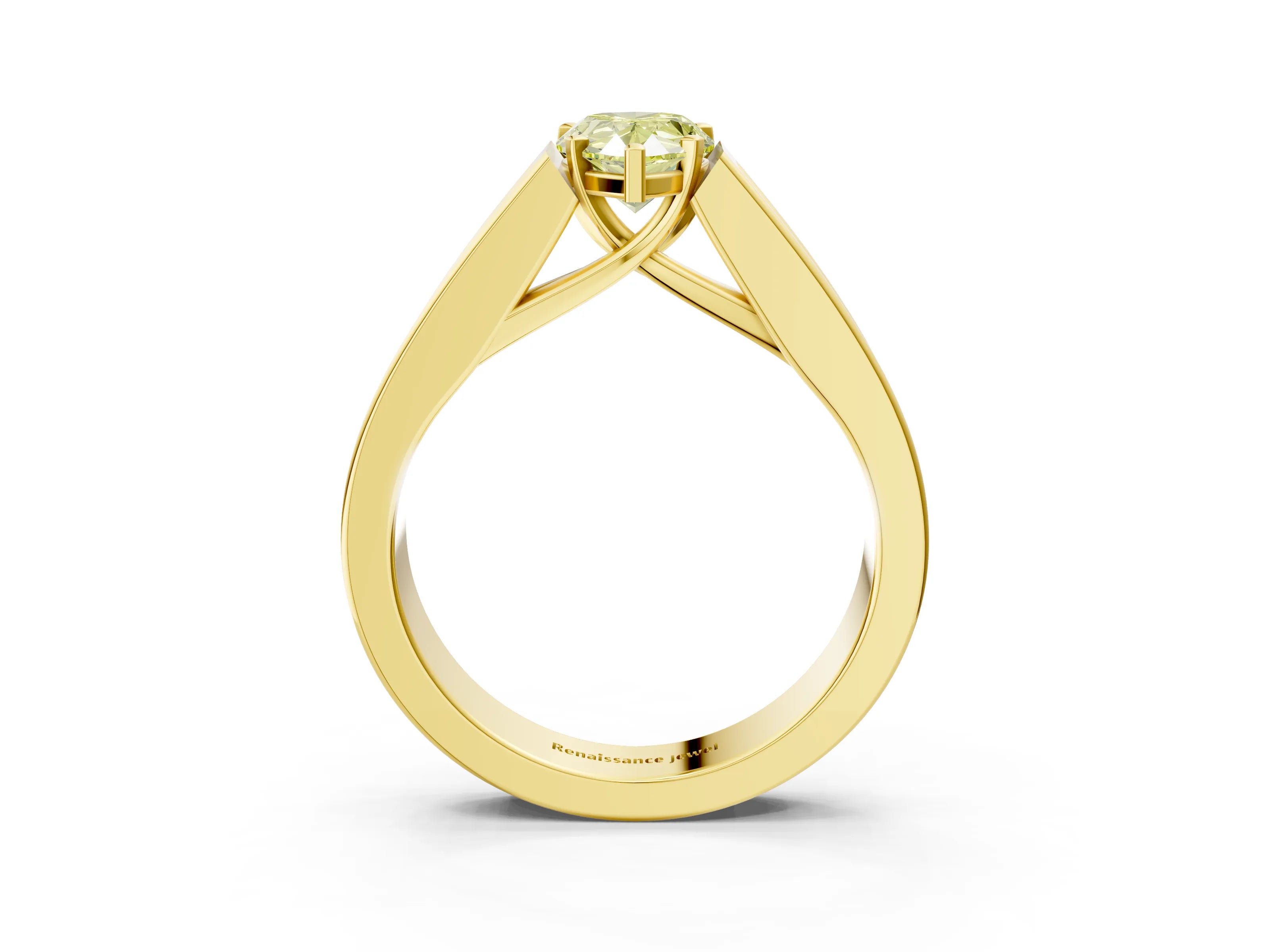 Yellow gold Fancy Yellow Pear Cut Cut Channel Set Solitaire Ring with Four-Prong Setting_3