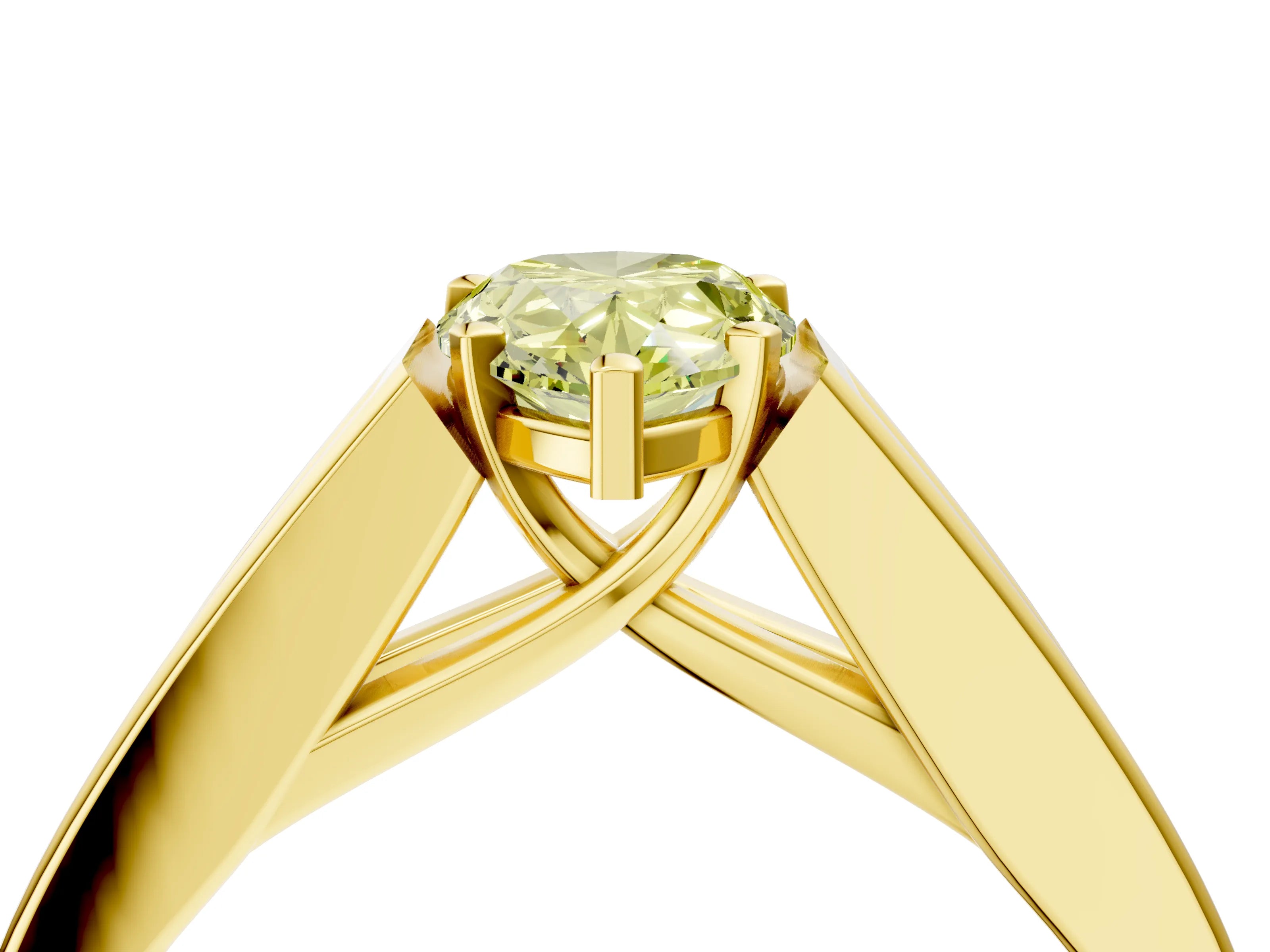 Yellow gold Fancy Yellow Pear Cut Cut Channel Set Solitaire Ring with Four-Prong Setting_4