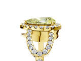 Yellow gold Fancy Yellow Pear Cut Cut Diamond Halo Engagement Ring with Open Split Pavé Band_5