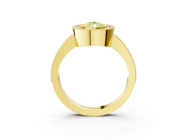 Yellow Gold Pear-Shaped Halo Engagement Ring Setting for Fancy Yellow Center - Design RJ-753
