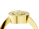 Yellow gold Fancy Yellow Pear Cut-Cut Diamond Halo Engagement Ring with Pave Band and Prong Setting_4