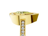 Yellow gold Fancy Yellow Pear Cut-Cut Diamond Halo Engagement Ring with Pave Band and Prong Setting_5