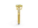 Yellow gold Fancy Yellow Pear Cut Cut Diamond Milgrain Pave Band Four-Prong Setting Ring_5