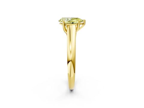 Yellow gold Fancy Yellow Pear Cut Cut Diamond Solitaire Engagement Ring with Tapered Plain Band and Four-Prong Setting_2
