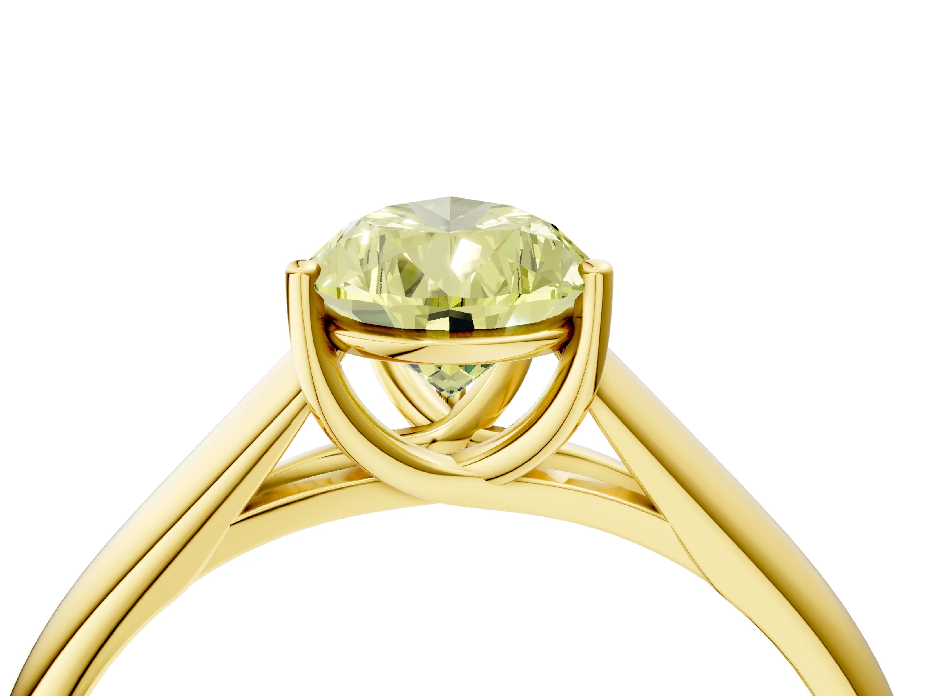 Yellow gold Fancy Yellow Pear Cut Cut Diamond Solitaire Engagement Ring with Tapered Plain Band and Four-Prong Setting_4